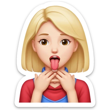 Girl holding neck with booth hands with tongue sticking out  sticker