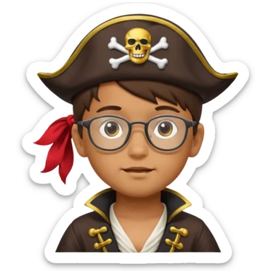 kid boy with pirate costume wearing glasses sticker