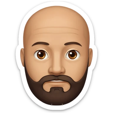 Dark brown medium length beard bald man,  sticker