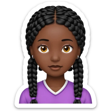 very black skin girl with black braids sticker