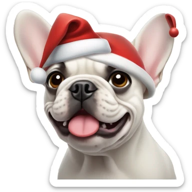 French bulldog with Christmas hat  sticker