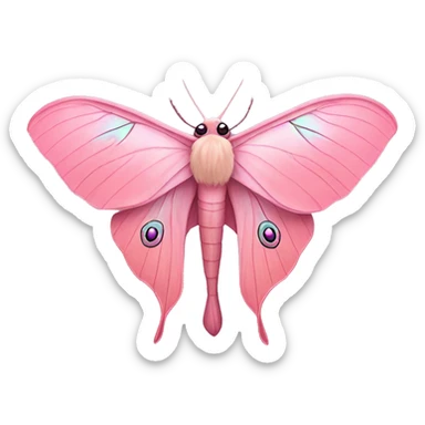 Pink luna moth sticker