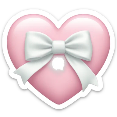 Pastel pink heart with white bow sticker