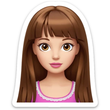 barbie merliah summers with girl with brown hair and brown fringe and light brown eyes  sticker