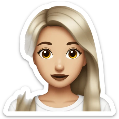 I want brown haired girl i cute white sweater and cute clean girl makeup sticker