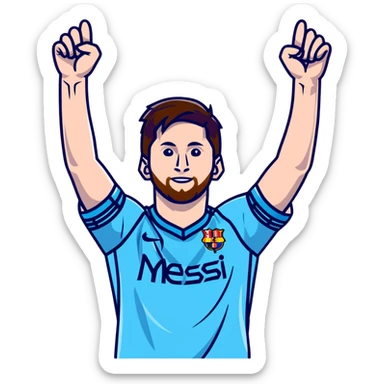 Messi celebrating a goal sticker