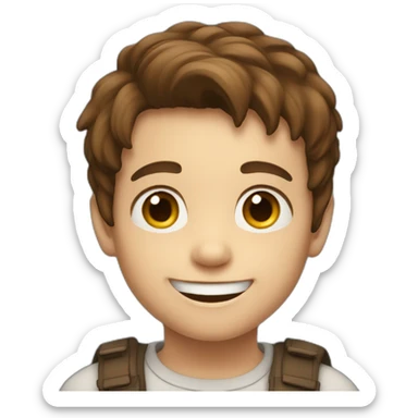 A 6 years old boy with brown hair and wide smile sticker