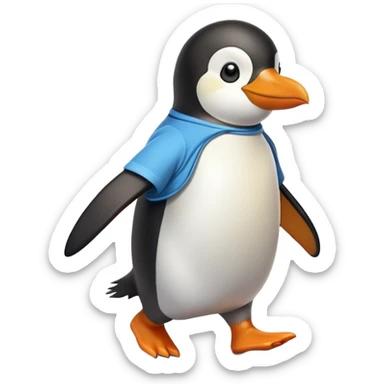friendly anthropomorphised penguin in a shirt and t-shirt brisk walking sticker