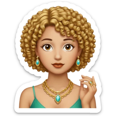 Female with short curly hair wearing jewelry  sticker