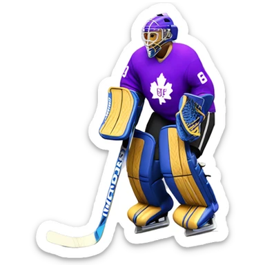 Hockey goalie in purple jersey sticker