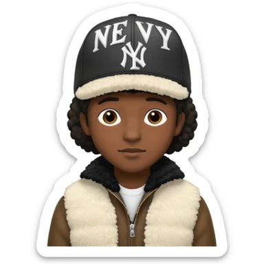 Cappellino New Era New York nero e persona con giubbotto di pecora sticker