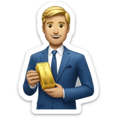 Posh-man-with-blue-suit-offering-goldbar sticker