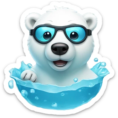 cute  polar bear in water with goggles sticker