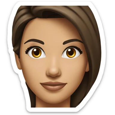 3/4 face, contrasted, shadow, light, Eva Longoria expression, standing from a distance, thin nose, brunette woman, hazel eyes, long eyelashes, dark shoulder shaded hair, white t-shirt, jeans, white sneakers sticker