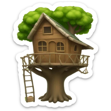 A treehouse with a bow sticker