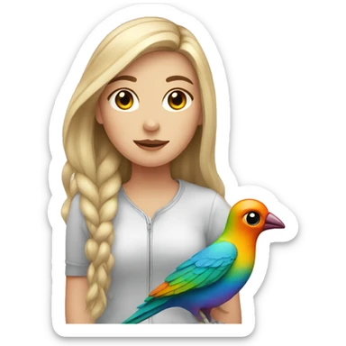 White Girl with colorful bird  sticker