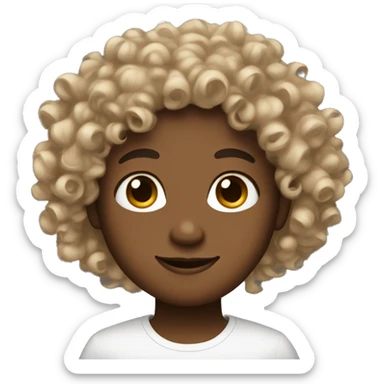 Curly Brown with light skin and love eyes sticker