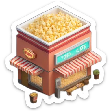 Popcorn cinema cafe isometric sticker
