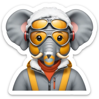 skiing elephans sticker