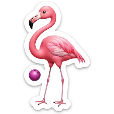 Flamingo playing bowling  sticker