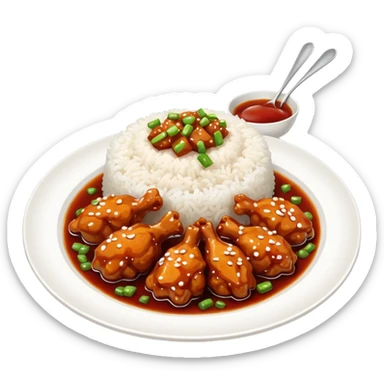 General Tso’s Chinese takeout with white rice sticker