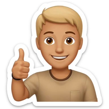 Buat gambar aw shucks yg sedang senang dan berikan jempol sticker