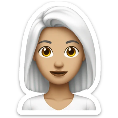 Mujer de piel blanca con pelo rizo negro sticker