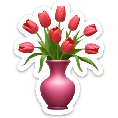 Tulips with vase and bows  sticker