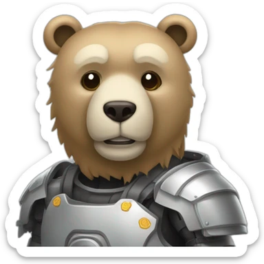 Un oso robótico imponente con una armadura protectora sticker