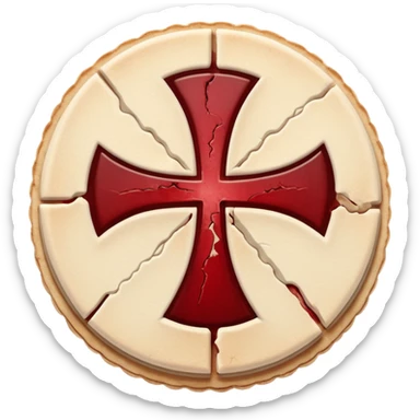 Cracked communion wafer bleeding from the center, heretical gothic symbol sticker