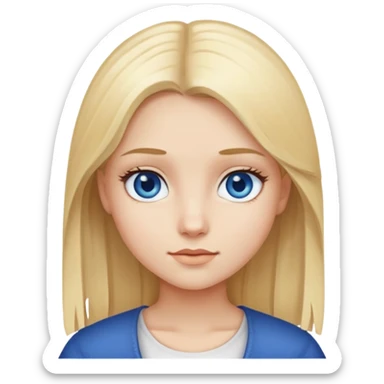 Girl with blonde straight hair and dark blue eyes sticker