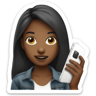 selfie of girl with phone sticker