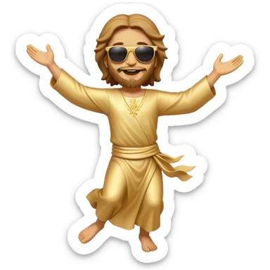 dancing figure of rejoicing Jesus with  sunglases golden  sticker