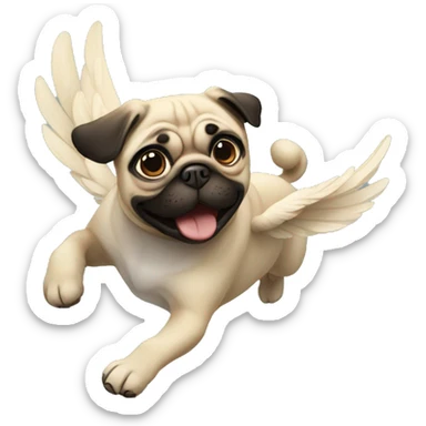 Flying pug dog sticker