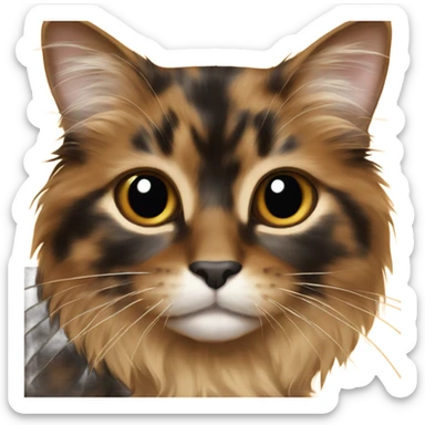 Long haired tortoiseshell cat dominant brown fur not orange sticker