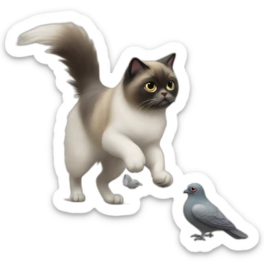 himalayan cat hunting pigeon sticker