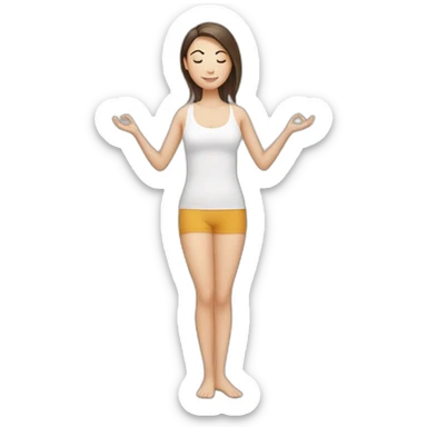 White girl brunette hair in Tadasana yoga sticker