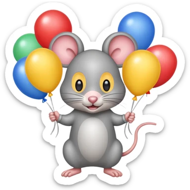 mouse holding balloons sticker
