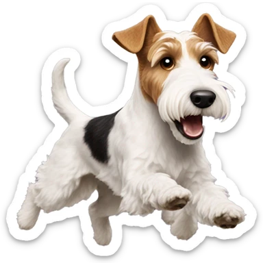 wire hair fox terrier jumping sticker
