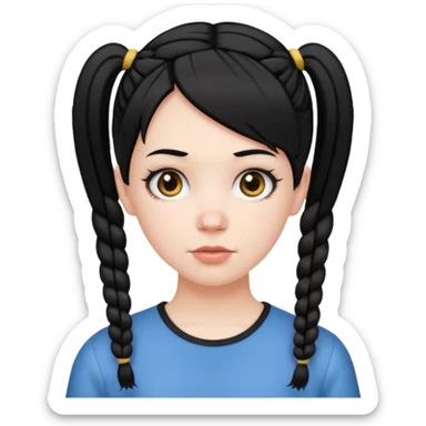 white girl with pig tails haircut black sticker