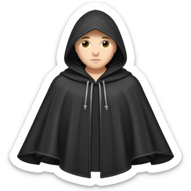 hooded cloak object icon, dark fabric cloak with deep hood, fantasy style, soft folds, 3D cartoon, mobile game icon style, centered, clean background, soft shadow, no text, no watermark
 
 sticker