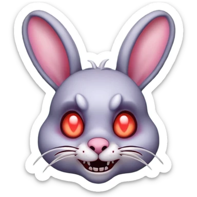 zombie rabbit portrait, head and shoulders only, stitched ears, creepy cute smile, glowing eyes, undead forest vibe, 3D cartoon, mobile game icon style, clean background, no text, no watermark
 sticker