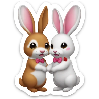 Conejos amarillos y rosados enamorados sticker