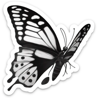 Mariposa bolando en blanco y negro  sticker