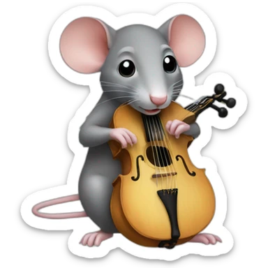 Rat playing instrument sticker