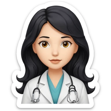 a pretty bratz light dusky girl s a doctor with long wavy black hair  sticker