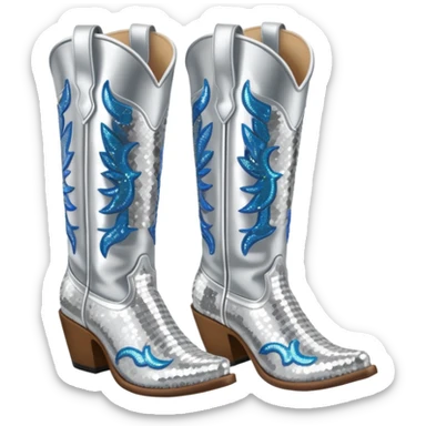 Silver sequin cowgirl boots sticker