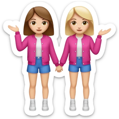 👯‍♀️ generate this emoji, as two white girls, bffs, the same pose but maybe the outfit cuter. we are models sticker