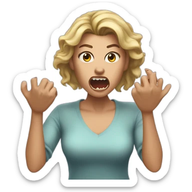 A woman acting like a monster with her hand and her face says grrr. Both hands are visible !  sticker