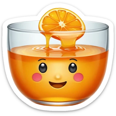 orange marmalade in a small glass bowl, cute emoji style sticker